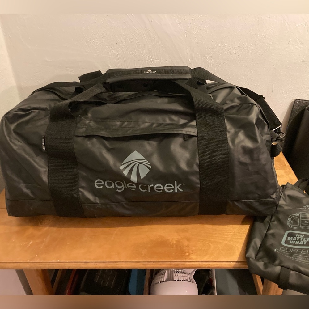 Eagle Creek No Matter What 110L black duffel.